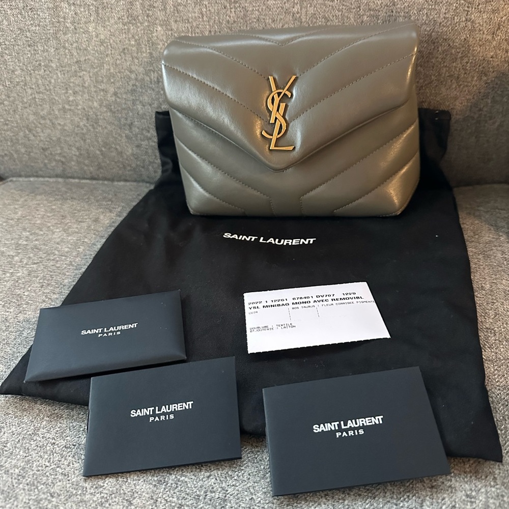 YSL LouLou Toy Flapbag-Grey Khaki - Picture 9 of 9